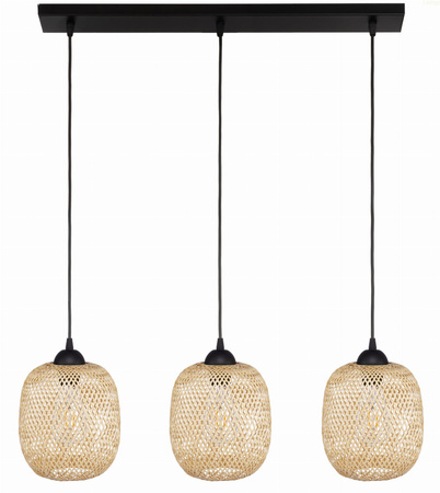 Lampa wisząca 3xE27 potrójna listwa czarna 