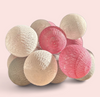 Lampki dekoracyjne COTTON BALLS 20xLED kule różowe szare na baterie 3xAA