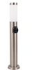 Słupek ogrodowy srebrny okrągły 1xE27 lampa IP44 65cm zgniazdem zasilającym