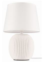 Lampka nocna z abażurem biała ceramiczna ryflowana DION D2