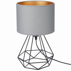 Lampka nocna czarny stelaż szary abażur Oro