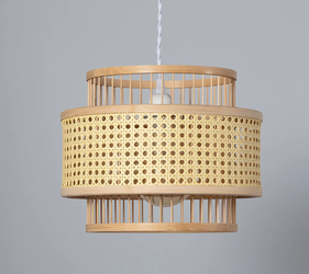 Rattanowa Lampa wisząca pleciona E27 naturalna Boho