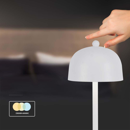 Lampka Biurkowa Nocna V-TAC 3W LED 30cm Ładowanie USB Ściemnianie Biała 