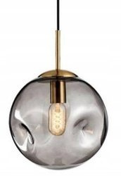 Lampa wisząca Szklana kula  gnieciona grafit 25cm