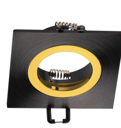 Oprawa podtynkowa FEBE kwadratowa czarno-złota z oprawką GU10