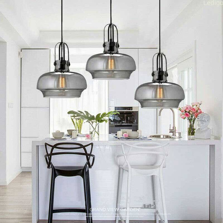 Lampa wisząca szklana szara lustrzana Asana 1xE27