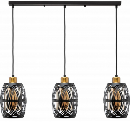 Lampa wisząca na listwie  witrażowa czarna metalowa  