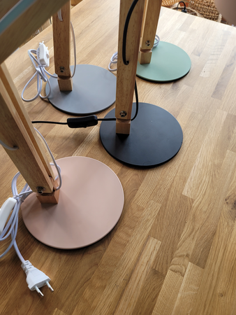 Lampka biurkowa E27 drewniana czarna LOFT