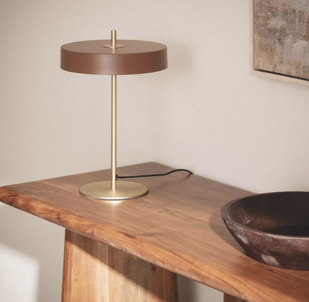 Metalowa Lampa Stołowa nocna 3,6W LED 3000K Korkor brązowa - złota