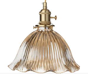 Lampa wisząca szklana 1xE27 amber ryflowana Dalia