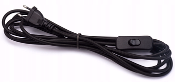 Przewód w oplocie dekoracyjnym  2,5m z włącznikiem czarny