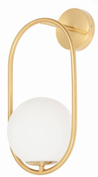 Kinkiet Milano Ring złoty E14 mleczna kula