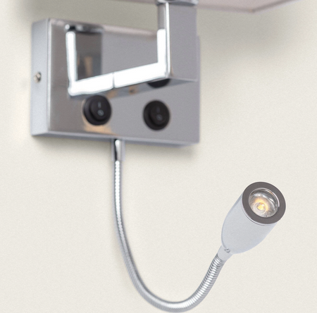 Kinkiet hotelowy z lampką LED do Czytania 2,5W Metalowy Silver Waldorf