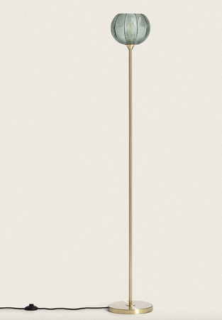 Lampa Podłogowa z Metalu i Szkła Klimt zielona złota