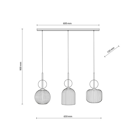 SOPHIA COGNAC LAMPA WISZĄCA 3XE14