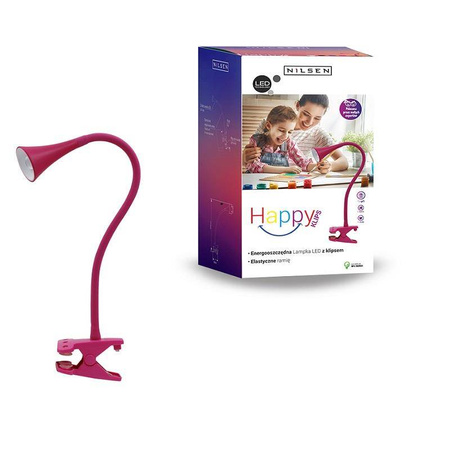 Lampka biurkowa LED HAPPY CLIPS RÓŻOWA