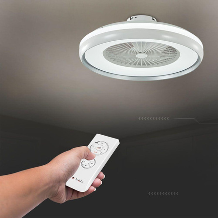 Wentylator Sufitowy V-TAC 45W LED Pilot RF CCT Szary VT-5022 3000lm