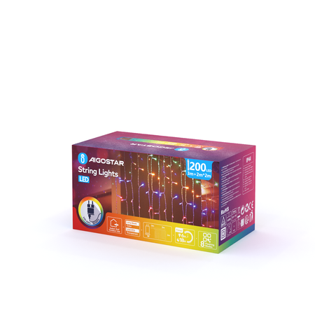 Kurtynka świetlna 200 LED RGB IP44 2mx2m