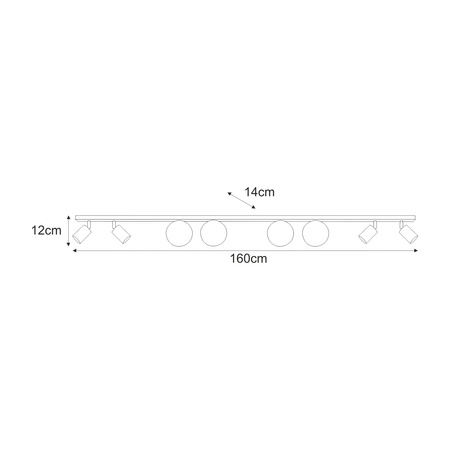 Czarna listwa sufitowa z kloszami i reflektorami K-5493 z serii SWING