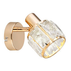 Dubai kinkiet różowy złoty klosz kryształowy transparentny