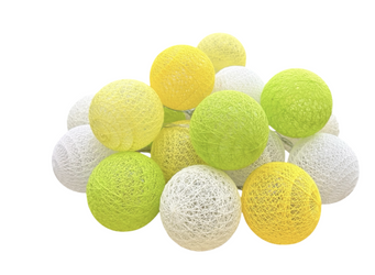 Lampki dekoracyjne COTTON BALLS 20xLED kule zielone żółte na baterie 3xAA