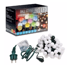 Lampki choinkowe LED mleczne KULKI 10mb IP44 zielone