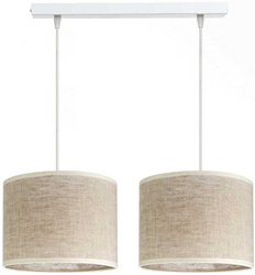 Lampa podwójna listwa biała abażur len naturalny