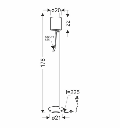 Bendi lampa podłogowa czarna 1x40w e27+3w led Abażur zielony 51-25265