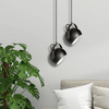 Lampa wisząca z uchwytem LEO  czarna okrągła metalowa loft