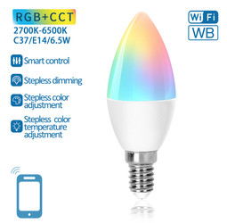  Inteligentna żarówka Smart LED WB  E14 świeczka 6,5W Wi-Fi RGB + CCT 