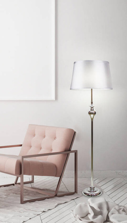 Lampa podłogowa Prima 1xE27 chromowy abażur