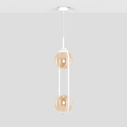 Biało-bursztynowa lampa wisząca z dwoma kloszami K-5305 z serii ALMA