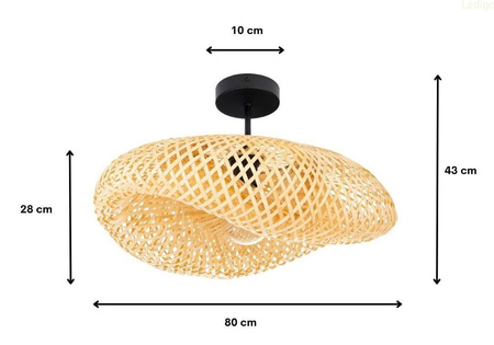 Lampa sufitowa bambusowa duża czarna NUSA 80cm 1xE27