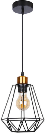Lampa wisząca czarna + złoty druciany klosz Primo 31-06189