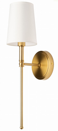 Kinkiet hotelowy z abażurem all white Hampton złoty 1xE14