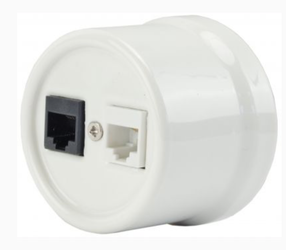 Gniazdo ceramiczne natynkowe komputerowe / telefoniczne białe