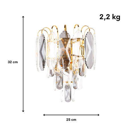 Kinkiet ścienny luksusowy kryształowy Luxury Gold Grey WSC027