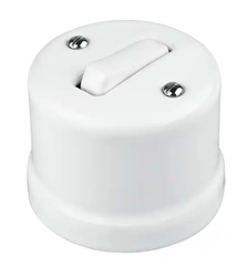 Włącznik ceramiczny pojedynczy biały natynkowy