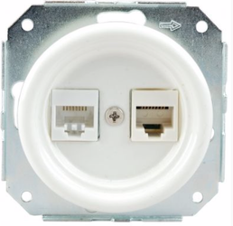 Gniazdo ceramiczne podtynkowe komputerowe / telefoniczne białe retro