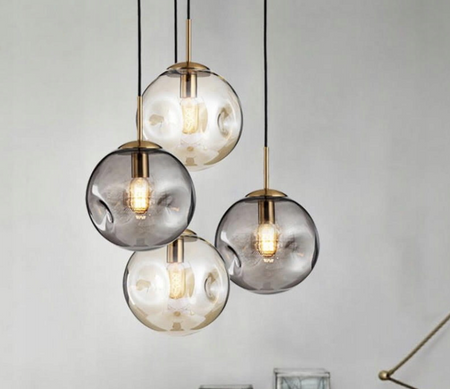 Lampa wisząca Szklana kula  gnieciona grafit 25cm