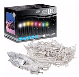 Kurtynka świetlna 120 LED SOPLE multikolor IP44 5mb biały przewód
