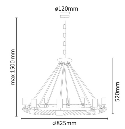 Lampa wisząca ze sznura konopnego 8xE27 