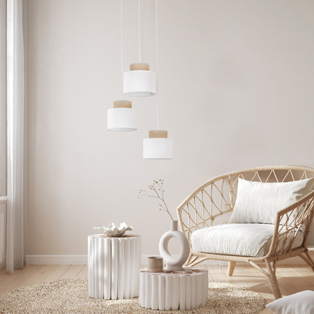Lampa wisząca Duo White Juta koło 3xE27
