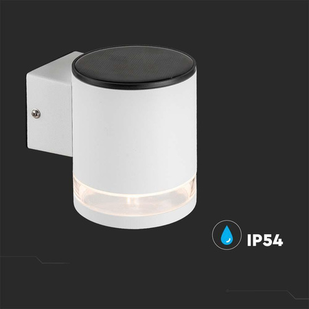 Kinkiet Ogrodowy Ścienny Solarny V-TAC 1W LED Biały IP54 VT-1139 3000K 70lm 3 Lata Gwarancji