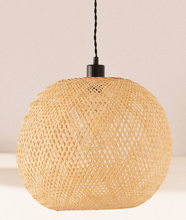 Bambusowa Lampa wisząca pleciona E27 naturalna Boho
