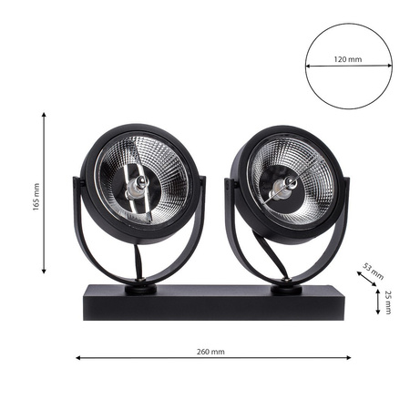 Oprawa natynkowa LUGAR BLACK 2xAR111 GU10