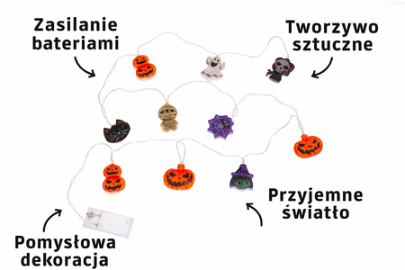Lampki girlanda świetlna HALLOWEEN dynie duchy mumie