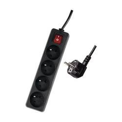 Przedłużacz 4G 1,5m Z/U  z wył, czarny ELEKTRO