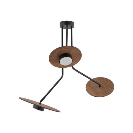 Nowodvorski Lampa sufitowa czarna drewno DISK 