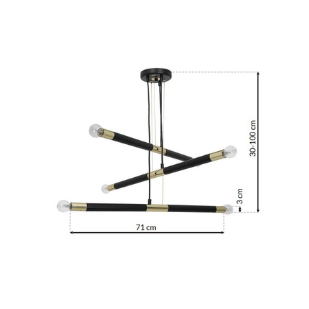 Lampa wisząca BASTONE BLACK / GOLD 6xE14
